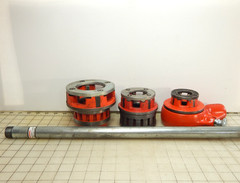 Ridgid Ratchet 12-R Pipe Threader Die Head lot 3/4&Prime;, 1 & 2&Prime;, 2&prime; Bar