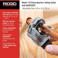 86127 Model 118 Close Quarters Auto-Feed Tubing Cutter 1/4&Prime; to 1-1/8
