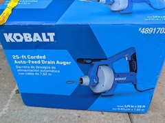 Kobalt 25-ft Auto-Feed Drain Auger &ndash; Model 4891698 &ndash; 1/4&Prime; Cable for Sinks & Tubs
