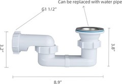 Bath Shower Drain Low Profile p Trap 1 1/2&Prime; Flat Kit for White