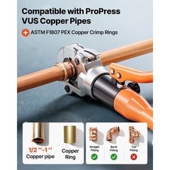 Uimoso Hydraulic Copper Pipe Crimping Tool with 8 Interchangeable Jaws