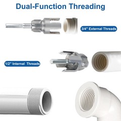 3x Internal & External Pipe Threading Tool 1/2&Prime;3/4&Prime; PPR Pipe Threader+Step Drill