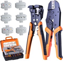 Crimping Tool Kit with 6PCS Crimping Die, Wire Stripper, 285PCS Terminals, for H