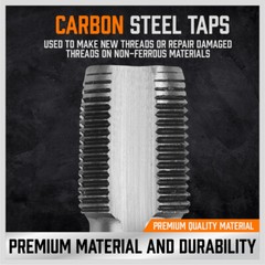 5 Pcs NPT Pipe Tap Set 1/8&Prime; 1/4&Prime; 3/8&Prime; 1/2&Prime; and 3/4&Prime; With Case Carbon Steel Inch