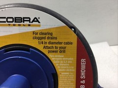 Cobra Products 86250 1/4&rdquo; In X 25&rsquo; Pistol Grip Power Drum Drain Auger Sink Drain