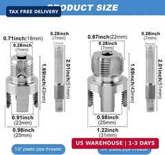 Pipe Threading Tool for Internal & External Threads, 2pcs Dual End 1/2&Prime; NPT & 3/