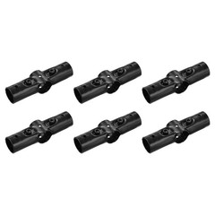 6 Sets Pipe Clamp Connector, 128 x 31mm End Rail Clamps Fit 1.1&Prime; OD, Black
