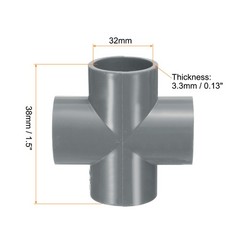 8pcs PVC Fitting 1&Prime; 4 Ways Connector Build Grade Pipe Coupling, Grey
