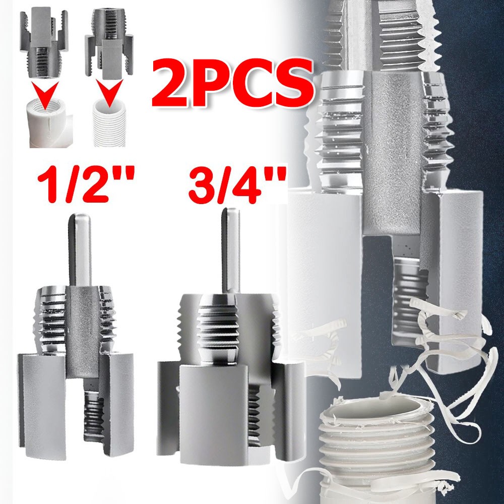 2pcs Integrated Internal & External Pipe Threading-Tool,PVC Pipe Threader Kit