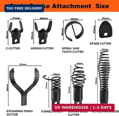 8-Piece Drain Snake Kit for 5/16&Prime; to 3/4&Prime; Cables &ndash; Heavy-Duty Manganese Steel Cu