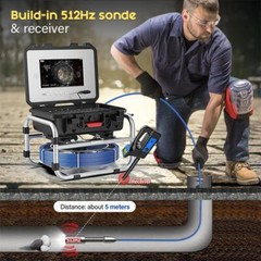 50M Sewer Pipe Inspection Camera 512HZ Self leveling Meter Counter 10&Prime; Monitor