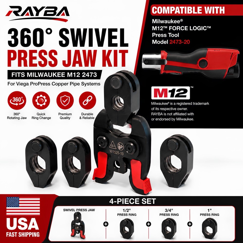 Rotatabl Ring Jaw Set 1/2 3/4 1&Prime; For milwaukee m12 press jaws 2473