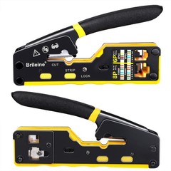 Brileine RJ45 Crimp Tool Pass Through 2.7 inches x 5.3 inches, Yello + Black