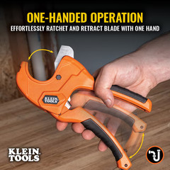 Klein Tools 50063 1-1/4 in Ratcheting PVC Pipe Cutter for PVC CPVC PEX