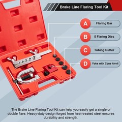 Brake Line Double & Single Flaring Tool Kit with Tubing Cutter, Brake Line Re&hellip;