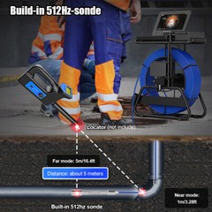 80m Sewer Pipe Inspection Camera 512hz Self-leveling Pipe Camera 10&Prime; Display