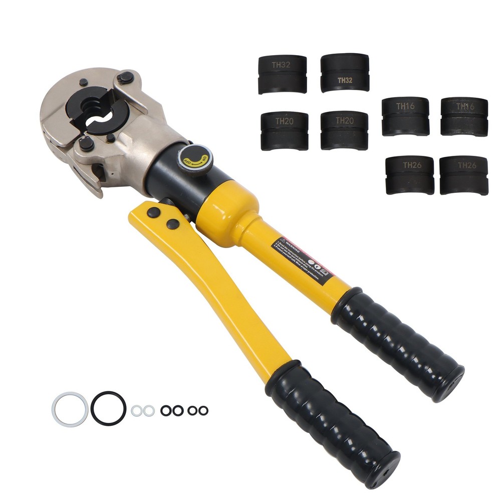 8Mt Hydraulic Clamp Copper Tube Crimper Kit w/ H16 TH20 TH26 TH32 Crimping Dies