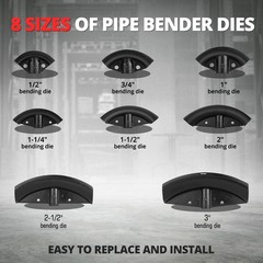 Manual Hydraulic 16 Ton Pipe Bender Exhaust Tube 23.6x 7x 22.7 w/ 8 Bending Dies