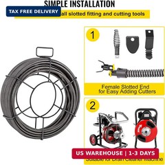 VEVOR Drain Cleaning Cable 75ft x 3/8 inch Solid Core Cable Sewer Cable, Drain A