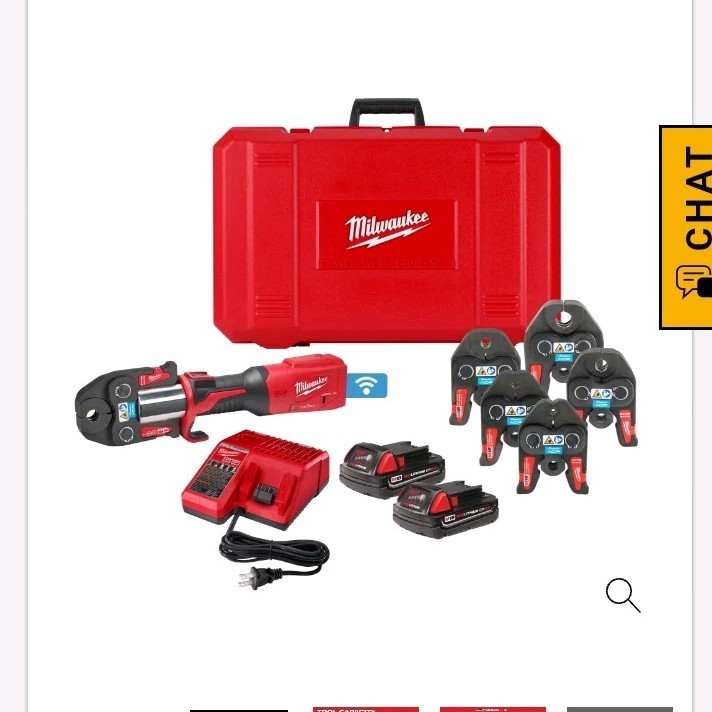 Milwaukee M18 FORCE LOGIC Press Tool Kit, CTS Jaws, 2 Batteries, 1/2&Prime;&ndash;2&Prime;