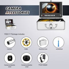 17mm Drain Sewer Pipe Inspection Camera 25M DVR 16GB Video Endoscope 9&Prime; Monitor