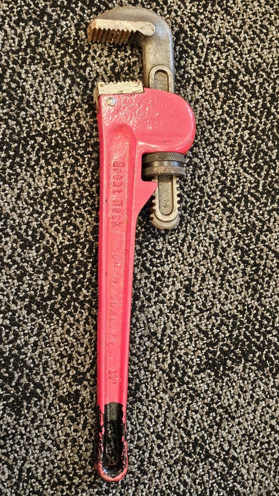 Vintage Great Neck 14&rdquo; Super Quality Pipe Wrench PW14 Forged Steel Heavy Duty