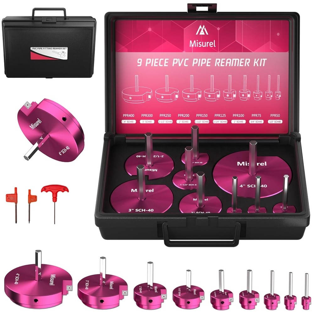 9 Pcs PVC Pipe Reamer Set with Aluminum Fitting Saver