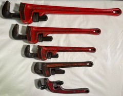 Ridgid 24&Prime; 18&Prime; 14&Prime; 12&Prime; ＆ 10&Prime; Offset H.D. Pipe Wrenches Ridge Tool Elyria OH USA