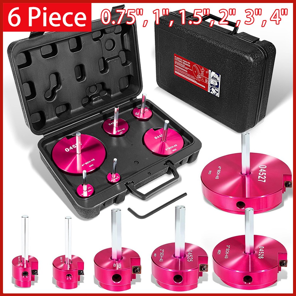 6 Piece Plastic Pipe Fitting Reamer Kit for 1/2&Prime; Drill PVC Pipe Reamer CPVC PVC