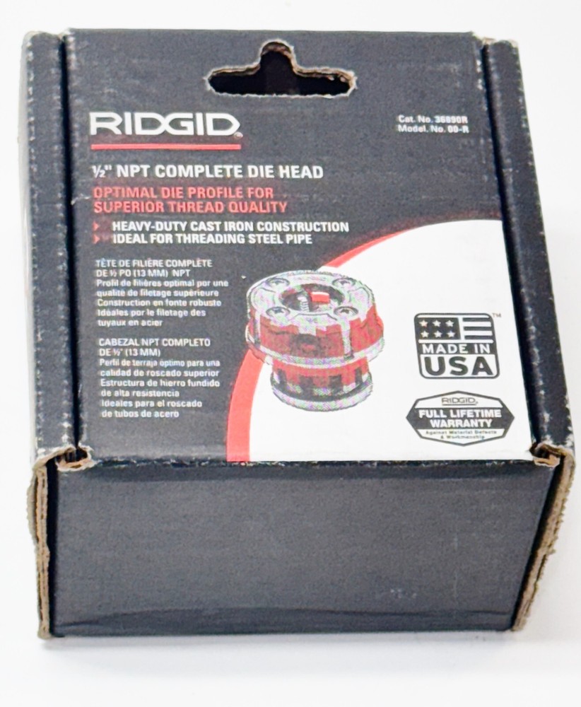 NEW Sealed RIDGID 36890R Hand Threader 1/2&Prime; NPT COMPLETE Die Head OO-R