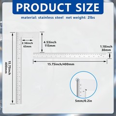 MorningRo 1 Pack Flange Angle Square 15.8 x Inches/ 400 x 400 mm, Silver