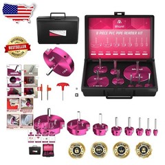 Pro 8pc PVC Reamer Kit Aluminum 8 Sizes Carbide Inserts Fitting Saver Tool