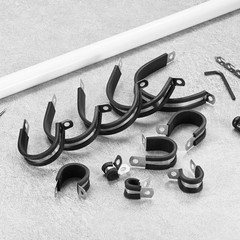 30-Pack Cable Clamps, 6 mm 304 Stainless Steel Rubber R Shape for Tube