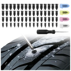 60 PCS Screw Type Tire Plug Kit Rubber Nail 4Size Tires Plugs Screwdrivers