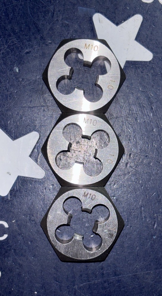 (3) USA M10x1.0 Hex Die NF Threading Rethreading M10 X 1.00 THREE HEXAGON DIES