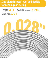 25 Ft 3/16In Zinc-Plated Brake Line Flaring Tool Kit Includes 3-In-1 Tube Bender