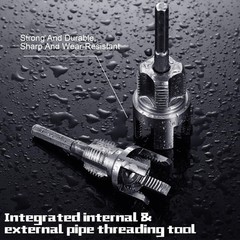 Otoolling Pipe Thread Cutting Tool Integrated Internal & 2 Sizes, Silver