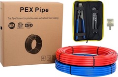1/2 inch 2&times;75 ft Pex-b Pipe/Tool Kit- Pex-b Pipe/Tubing Blue & Red 150ft