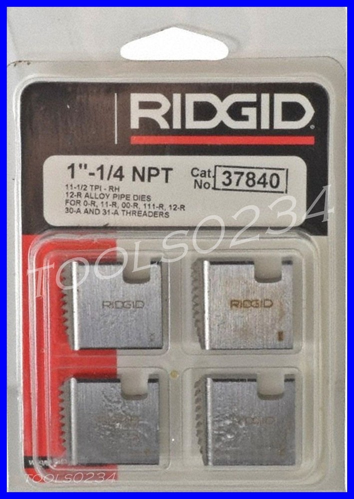 1-1/4&Prime;-11-1/2 12R NPT Ridgid 37840 Alloy Pipe Threading Dies Set of 4 USA