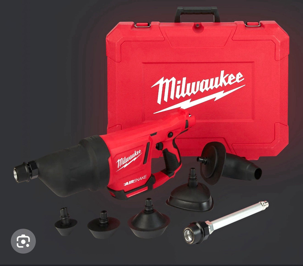Milwaukee AirSnake Drain Cleaning Tool Kit w/ Hard Case & Drain Bladders