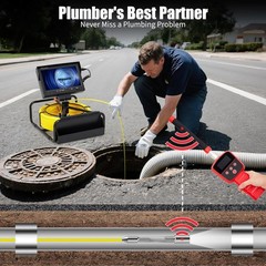 Sewer Camera, Drain Camera with 512Hz Locator and DVR-12 LEDs, 32GB SD Card