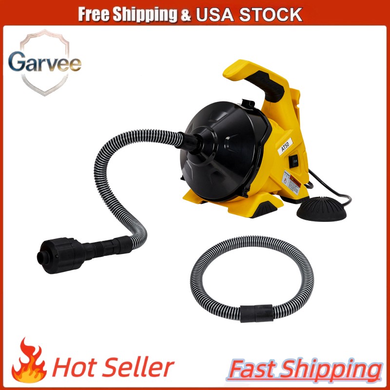 Auto-feed Sewer Snake 30Ft x 3/10In Electric Drain Cleaner Machine Auger