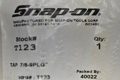 Snap-On T123 7/8 x 9 NC Tap Unused