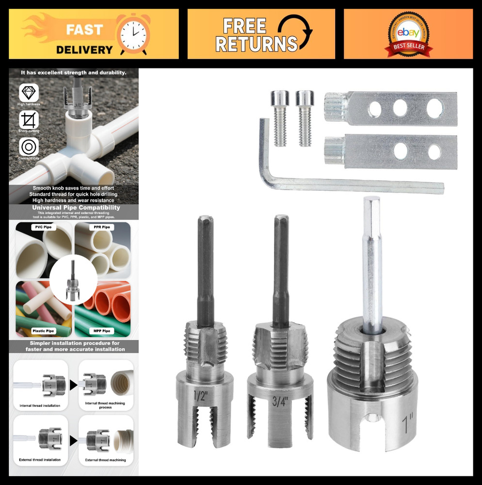 Pipe Threading Tool Set & Bolt Extractor Kit, Internal/External Pipe Threader fo