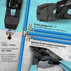 SHALL Pex Crimping Clamp Cinch Tool and Pipe Hose Cutter, Pipe Fitting Crimper T