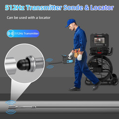 165FT Sewer Camera with 512Hz Transmitter, DVR, Mic, 9mm Cable & 16GB Card