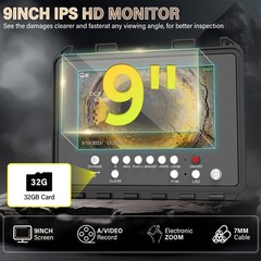 30m Pipe Inspection Camera 512hz Sewer Camera Meter Counter 9&Prime; Monitor IP68