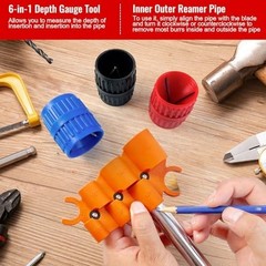 Pipe Deburring Tool with 1/4&rdquo;-1&rdquo; Depth Gauge and 1/8&rdquo; to 1-5/8&rdquo; Inner Outer