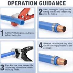 Heavy-Duty PEX Crimping Tool with Tubing Cutter & Go/No-Go Gauge, ASTM F1807