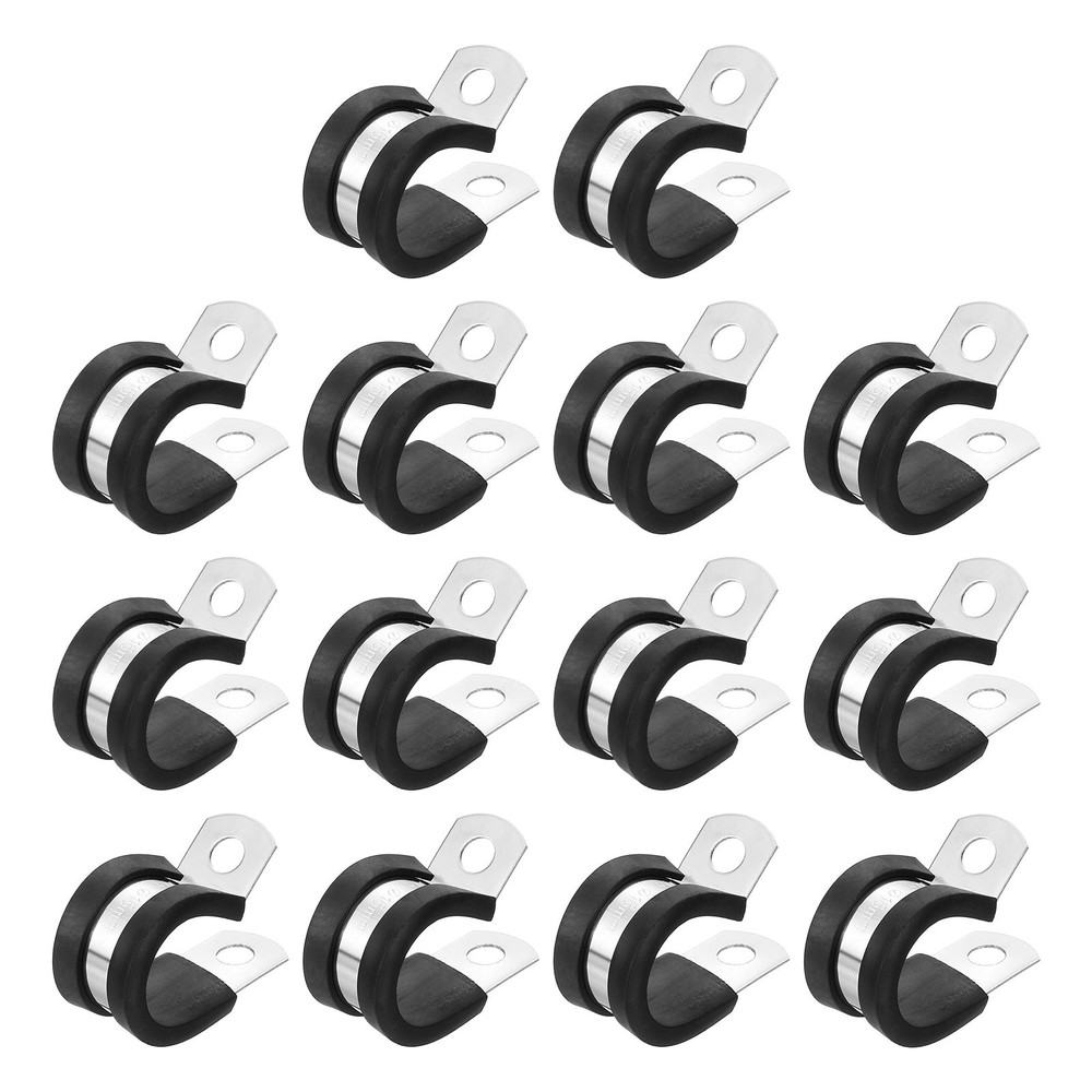 5/8&Prime;(16mm) Cable Clamp, 304 Stainless Steel Rubber Cushioned 14Pcs